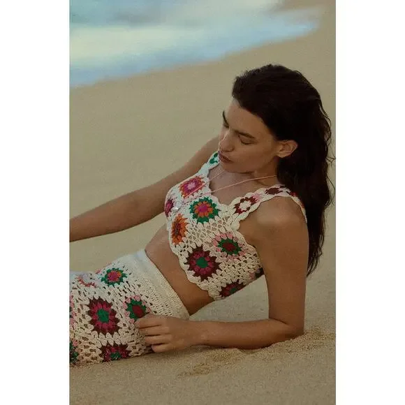 NWT Beach Riot x Anthropologie Crochet Cotton Crop Top - Large - Picture 2 of 5